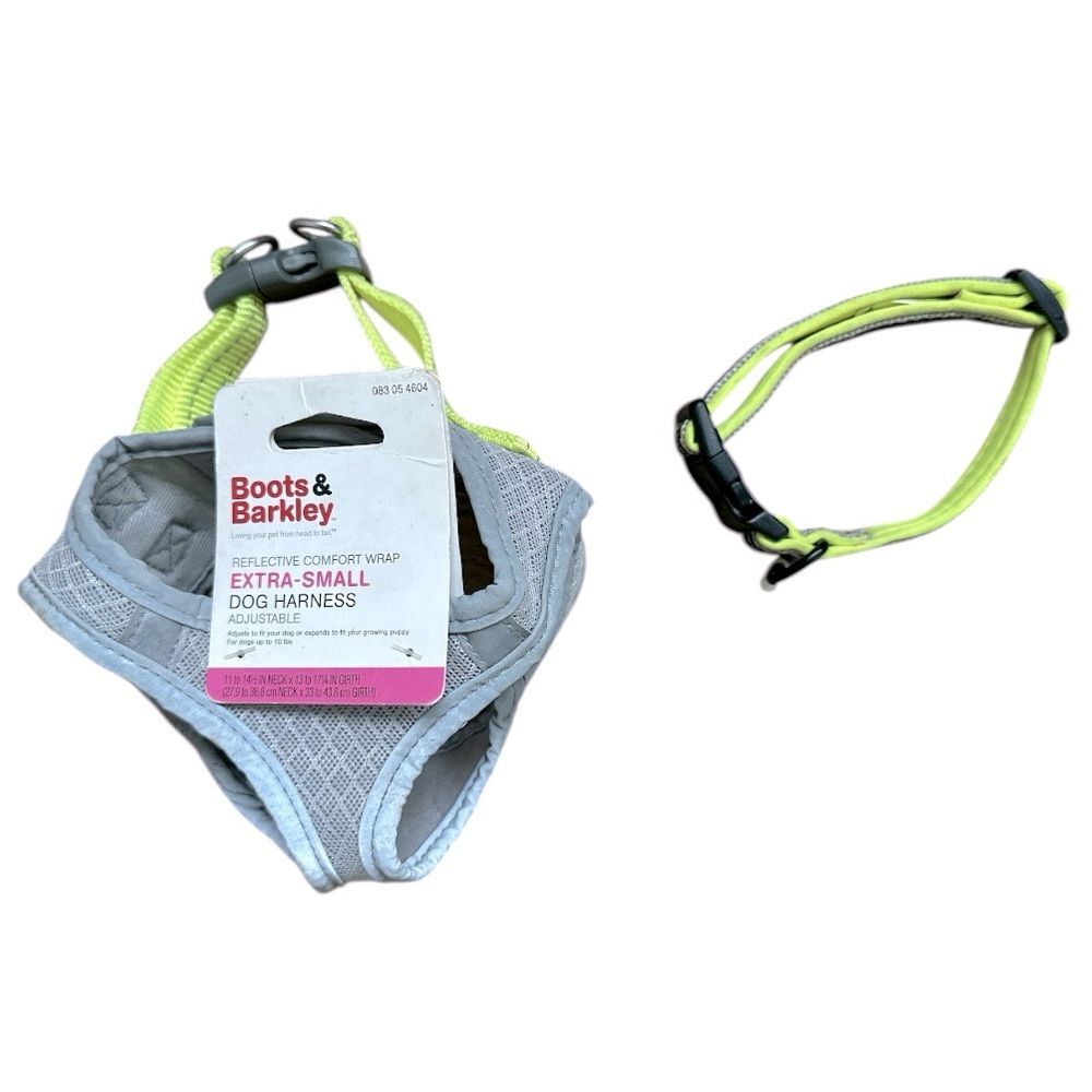 Boots & Barkley Gray Reflective Dog Harness XS New Free Collar Small Puppy NWT